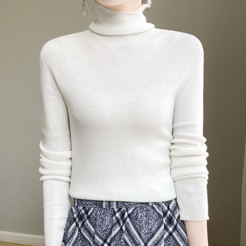 Dámský přiléhavý rolák 2025 - Pletenina z jemné vlny, Jednobarevná základní vrstva