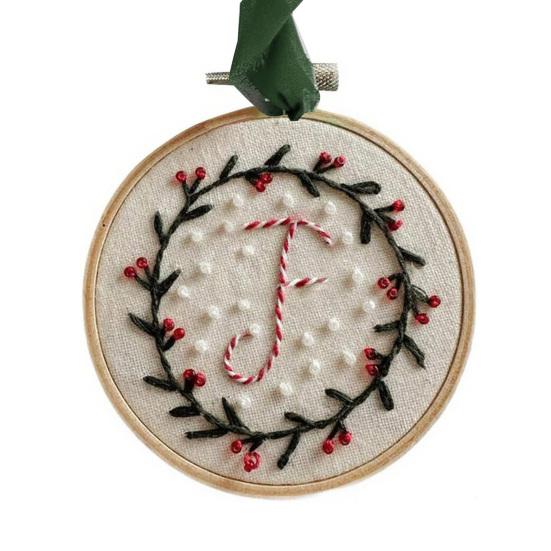 Yousheng DIY Embroidered Christmas Ornament Embroidered Initial Crafting Kit Mini Christmas Embroidery Kit for Beginners Xmas Tree Decor