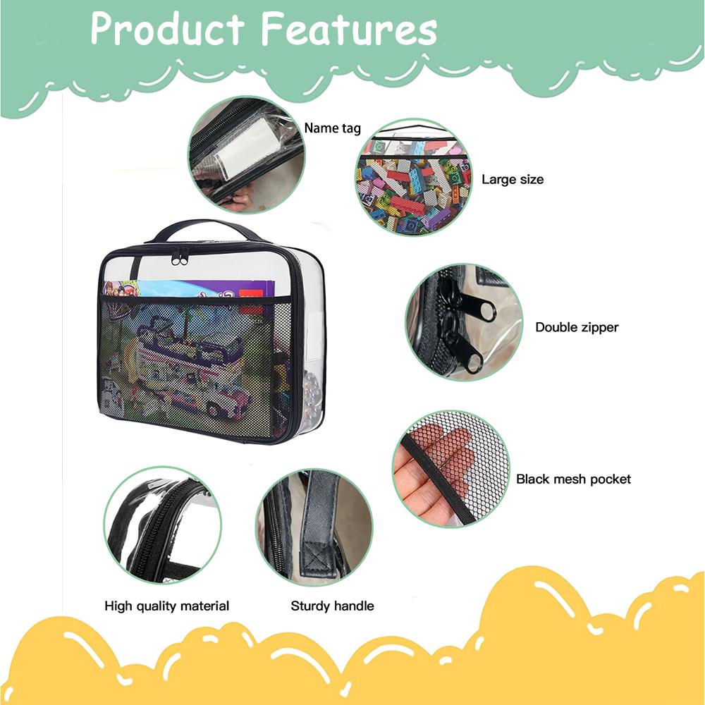 New Large-capacity Mesh Bag with Handle Travel Makeup Bag Zipper Bag Portable Portable Bag Casual Portable Toy Packaging Bag
