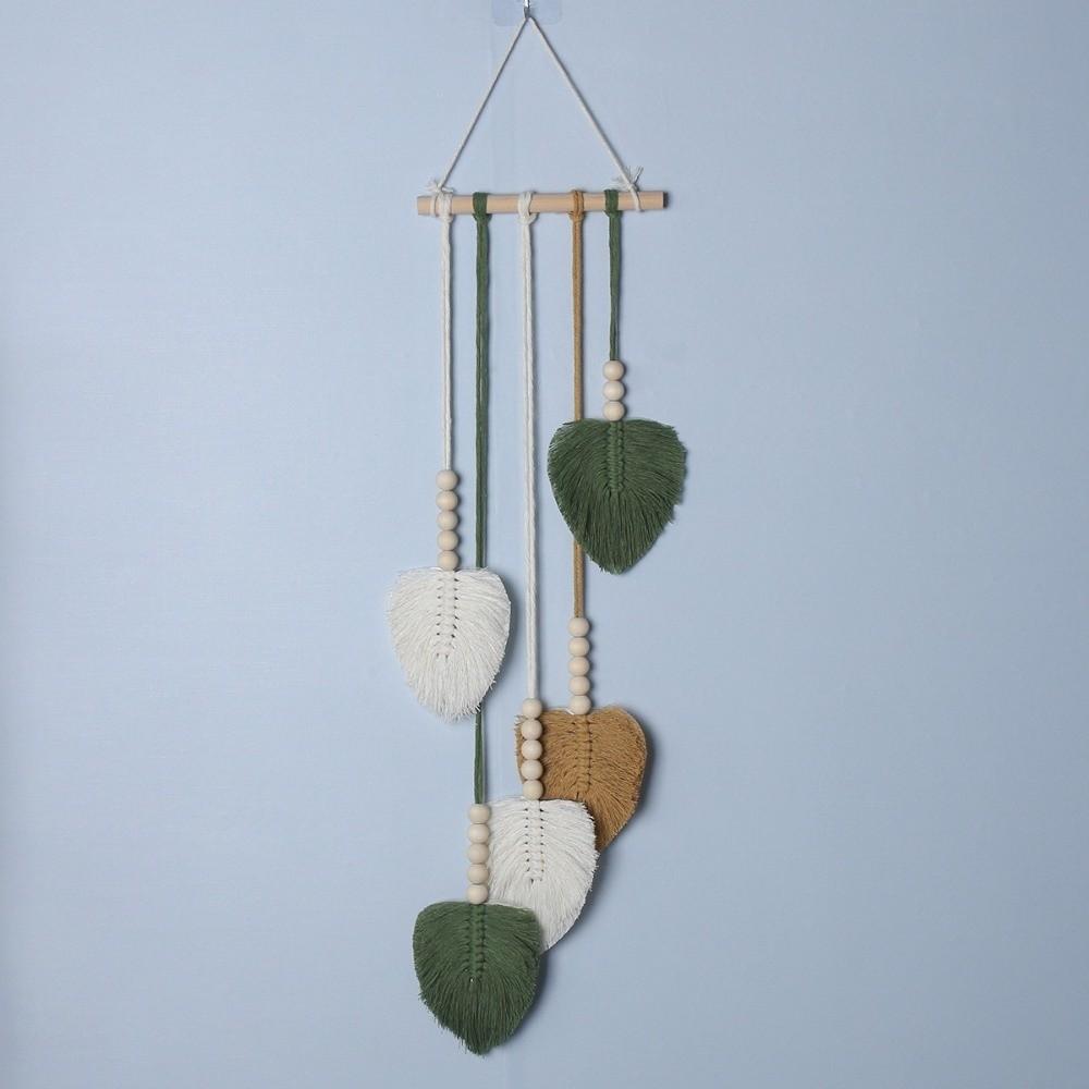 Yarn Woven Wall Art Leaf Tapestry Tassel Wall Hanging Pendant Bohemian Wall Decor Home Decor