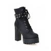 2026 Punk Dark Style Women's Chunky Heel Platform Boots with Rivets