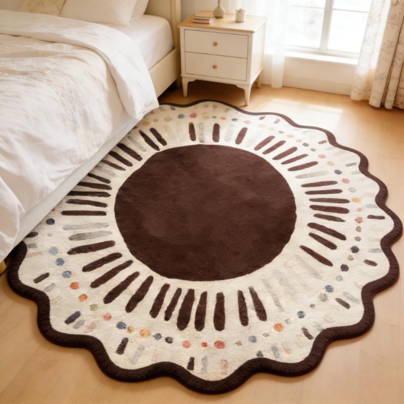 Dopamin-Farben Teppiche für Wohnzimmer Flauschig Weich Schlafzimmer Dekor Teppich Unregelmäßige Form Nachttischteppich Zuhause Verdickt Plüsch Bodenmatte