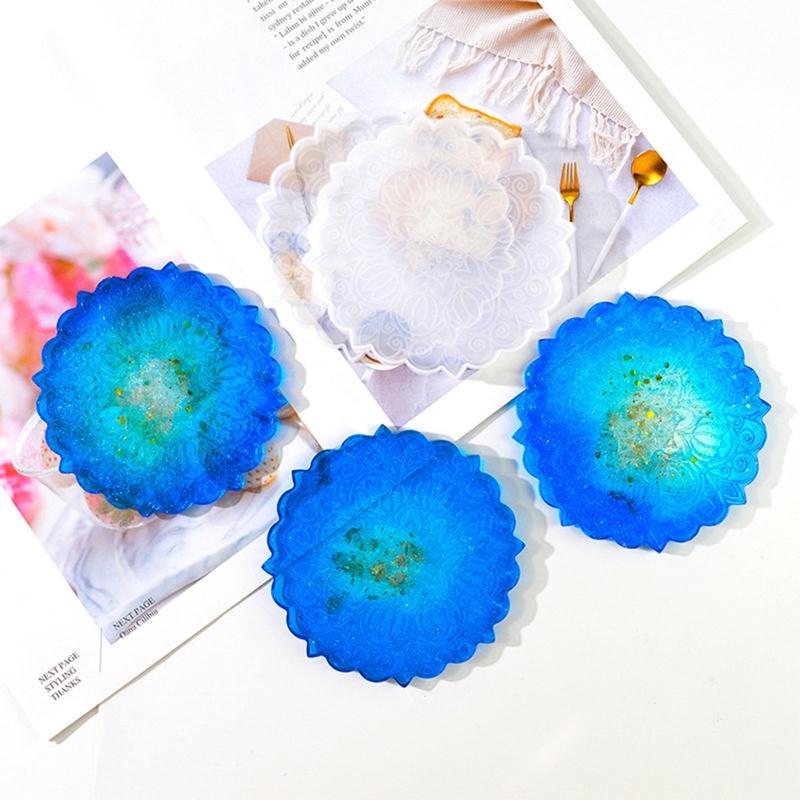 Mandala Diy Homemade Mold Coaster Crystal Dripping for Creative Silicone Mold Crystal Drip Placemat Mold for Diy Craft