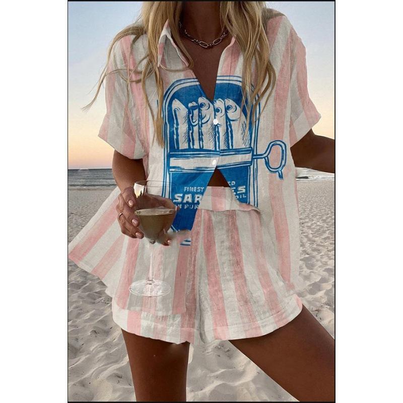 Popular Two-piece Set 1116 Summer Personality Bright Digital 1D Printing Women's Casual Suit