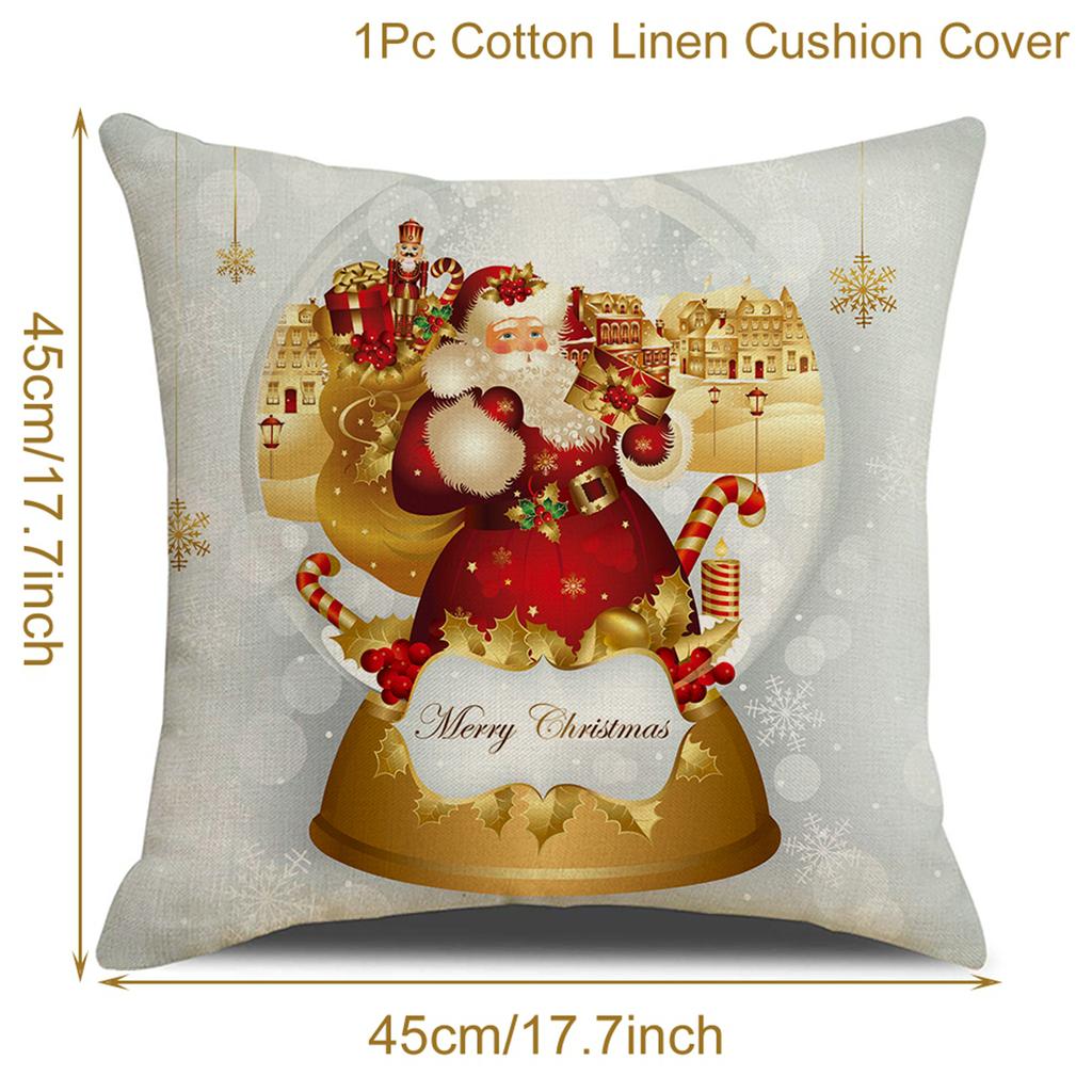 Christmas Cushion Cover Merry Christmas Home Decoration Santa Pillowcase Ornament Navidad 2023 Happy New Year 2024