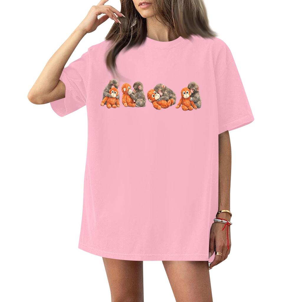 Dam T-shirt med tryck och rund hals och korta ärmar