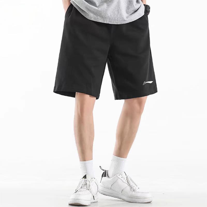Li Ning Solid Color Logo Print Casual Shorts Men Shorts Black YKST057-2