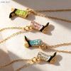 Stainless Steel Oil Dripping Colored Denim Boot Pendant Necklace Design Fashion Gold Plated Chain Jewelry Gifts For Women