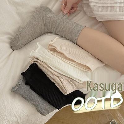 Cremefarbene japanische Mid-Calf-Socken im Ballettstil - Sommerliche Feen-Slim-Fit mit Rollrand