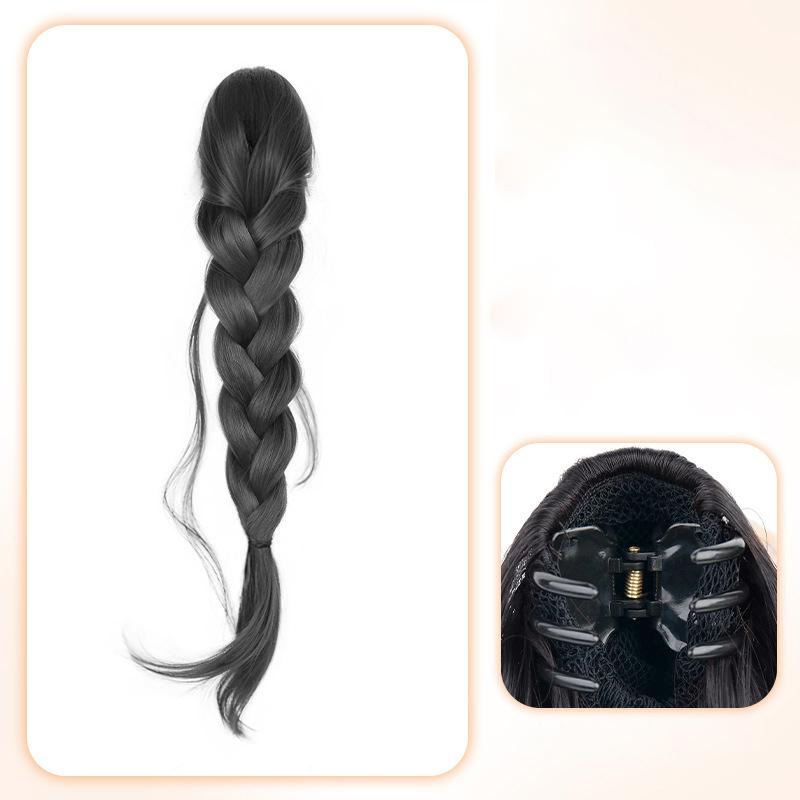 Long Curly Wig Natural Synthetic Ponytail Braided Women Hair Claw Clip With Drawstring Hair Extensions  Wig Hairpiece