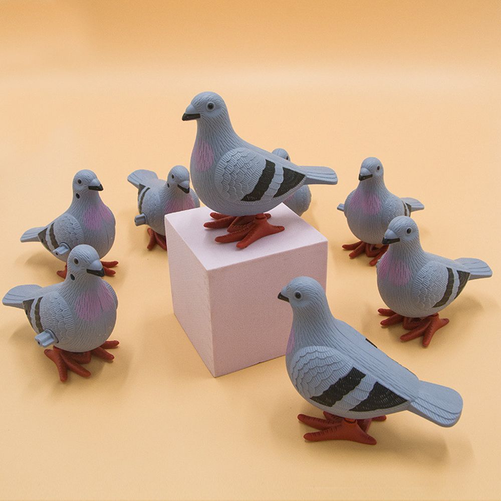 Pull Back Pigeon Animal Model Artificial Feather Figurine Pigeon Clockwork Toys Wind Up Toys