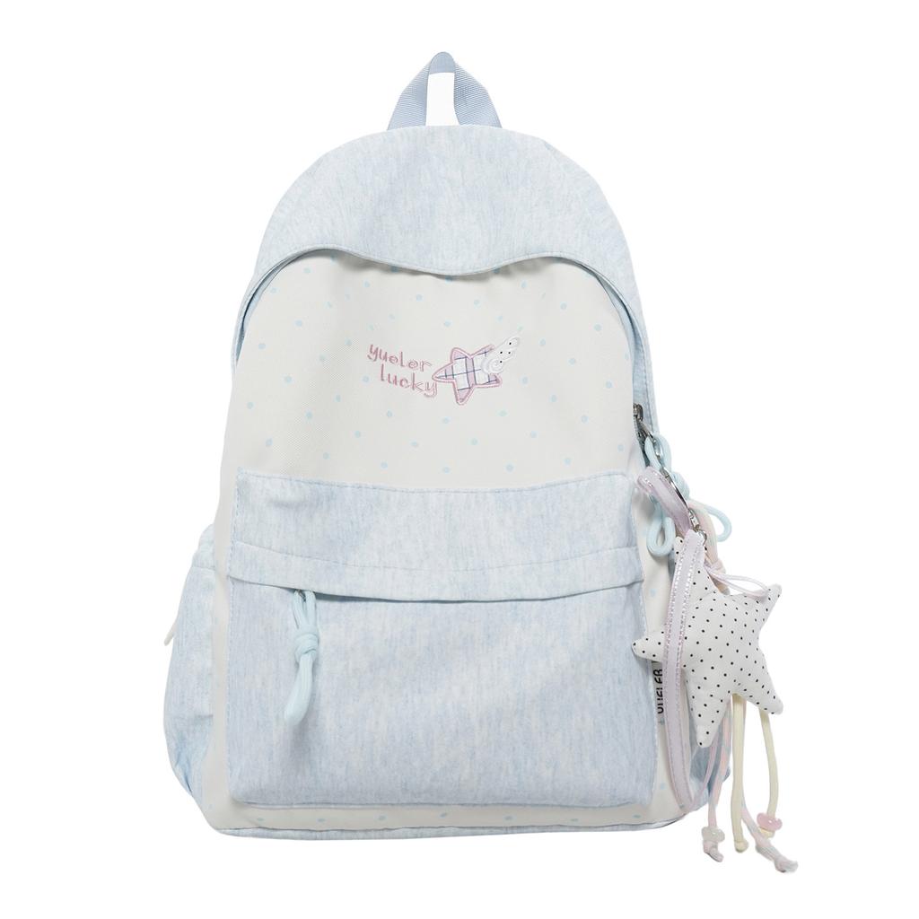 Schoolbag Japanese Soft Cute Polka Dot Schoolbag Female Junior High School Student High School College Student Campus Backpack Leisure Travel 