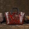 Vintage Chinese Rubbing-Off Color Technique Genuine Leather Women'S Bags Embossed Women'S Bags Leather Bags Premium
