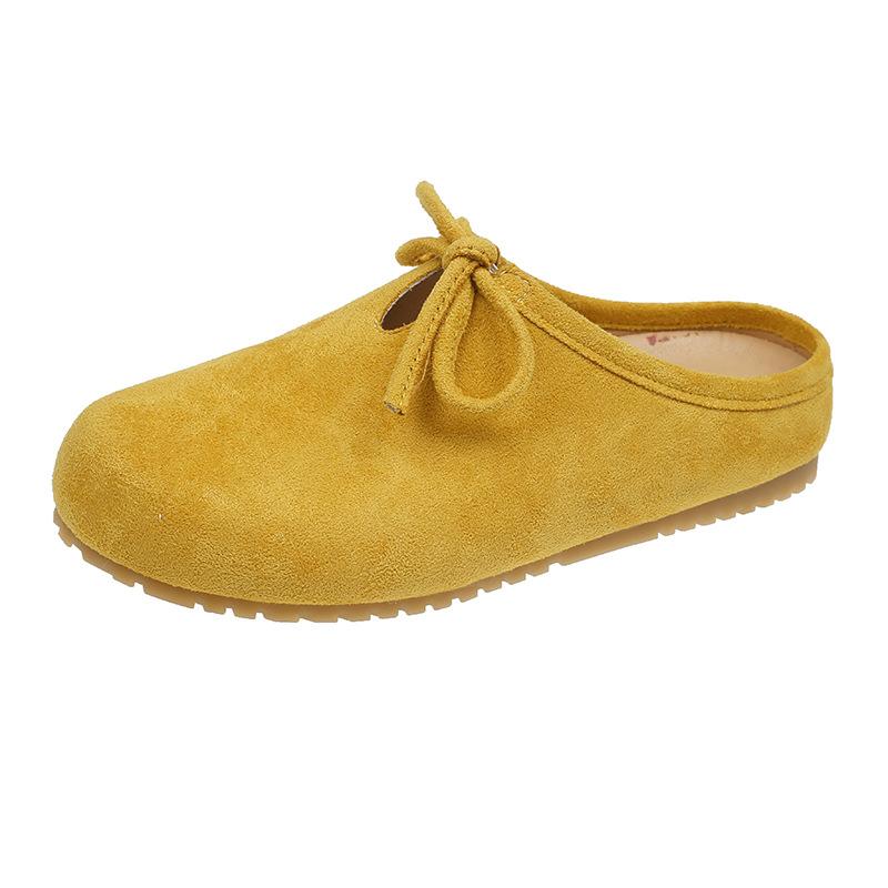 Retro Versatile Flat-bottomed Bag Head Slippers Women's Summer New Bow One-pedal Soft-soled Half Slippers