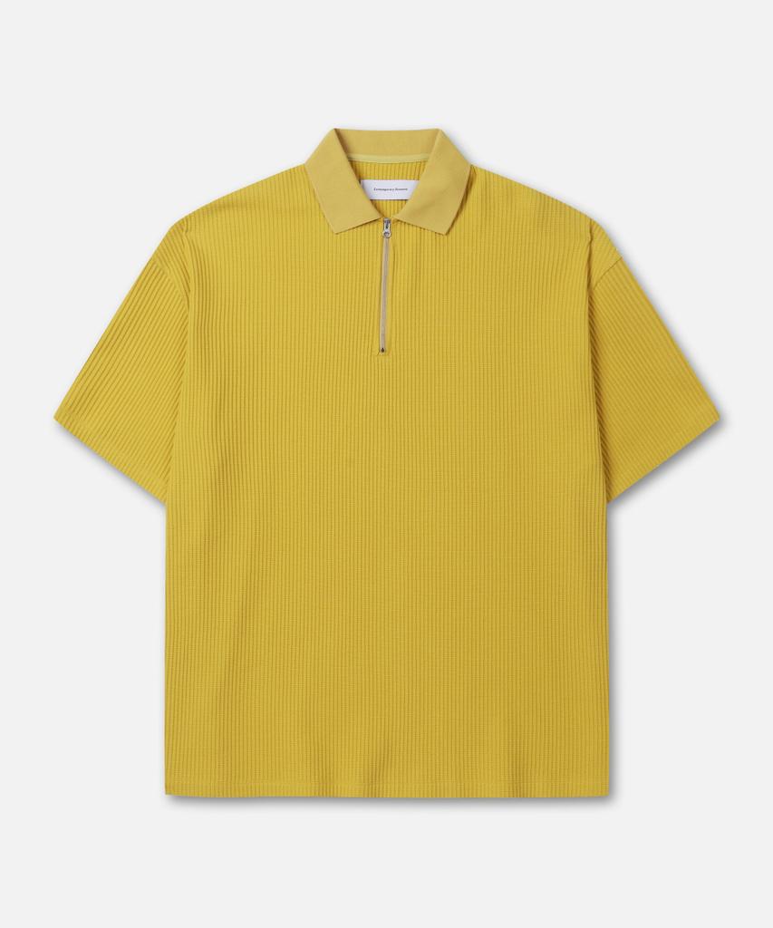 Keontempoleolieokauncheu Waffle Texture Oversized Polo Shirt Mustard [Men'S]