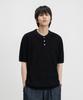 LEMAIN SECOND Linen-Like Oversized Washable Collared Short Sleeve Knit [Black]