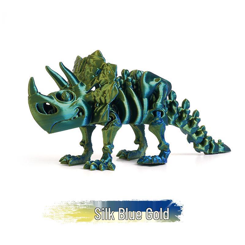 Eco-Friendly 3D Printed Dragon and Triceratops Dinosaur Skeleton Ornament Toy Figurine