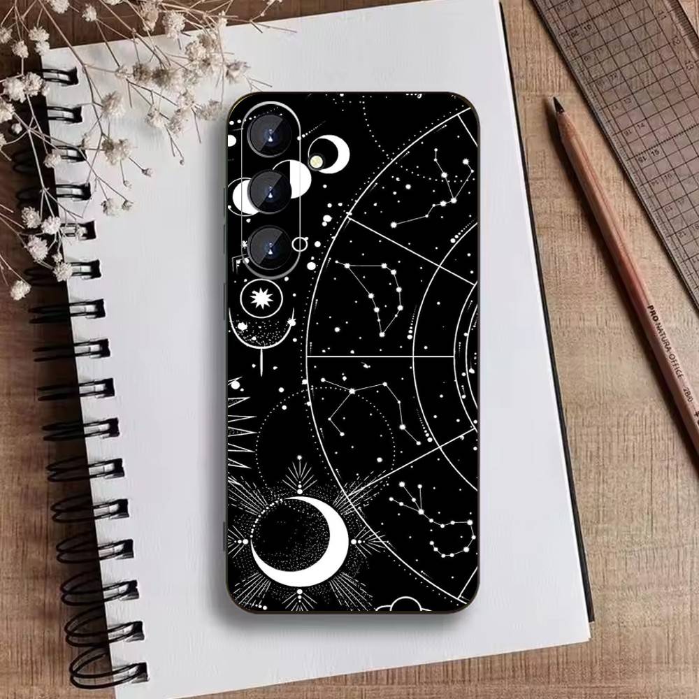 Dark Space Astrology Mountain Phone Case For Samsung Galaxy A73,A21s,A22,A31,A52,A53,A71,A41Soft Black Shell