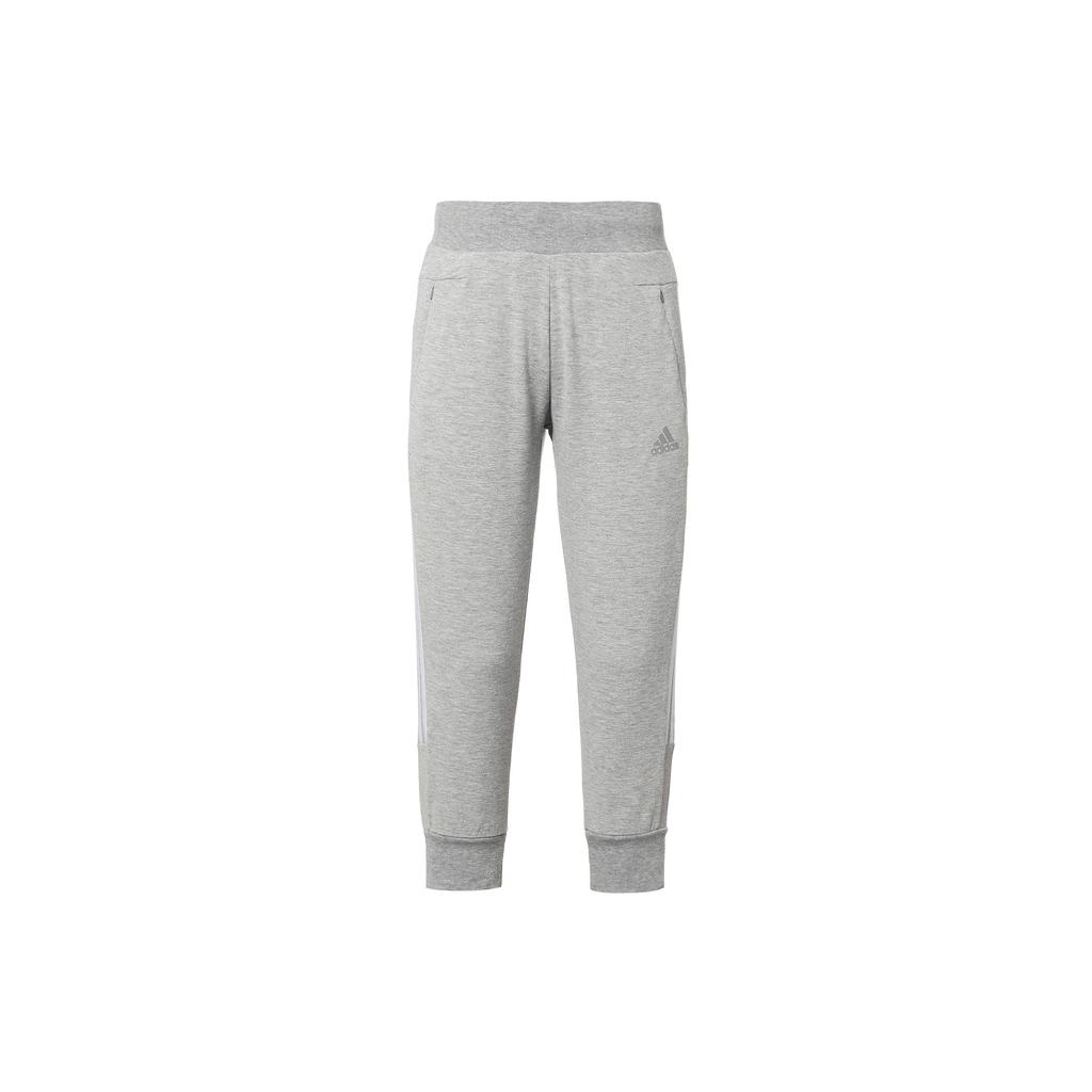 Adidas Side Stripe Drawstring Slim Fit Seven-Point Sports Pants Women Pants Medium-Grey DT2514