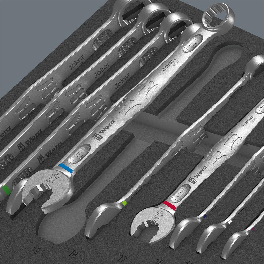 WERA JOKER6003 Combination Wrench and Bottle Opener Set with Foam Insert 19-Piece (150121)