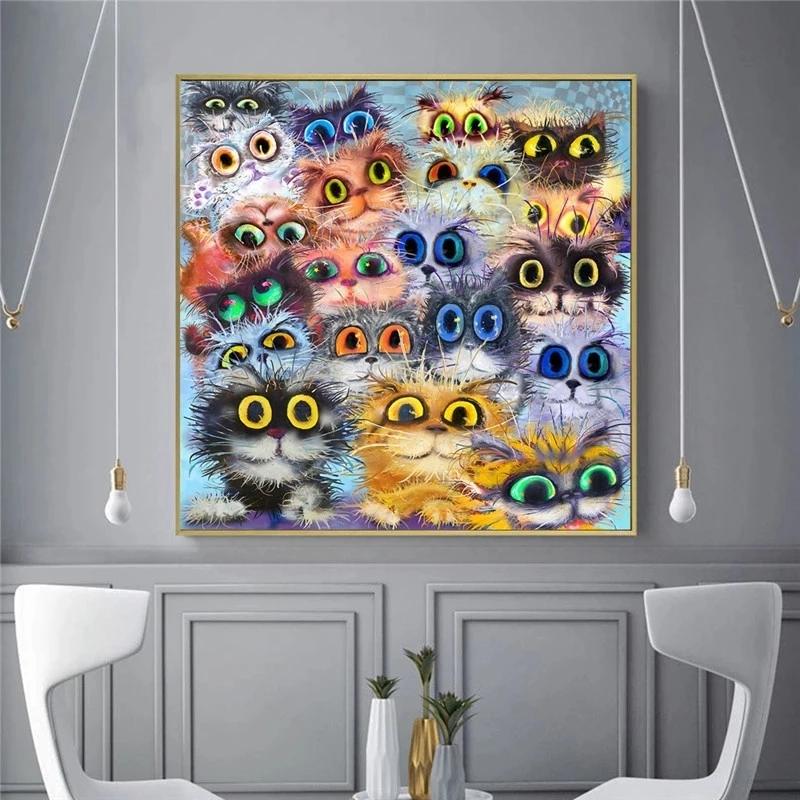 Barva Roztomilá kočka Animace Obrazy na zeď Malba na plátně Plakáty a grafiky Fotografie Dětský pokoj Obývací pokoj Home Decorati