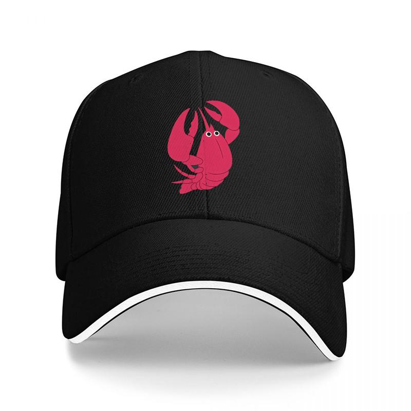 Crawfish Logo Black Baseball Cap with Pink Embroidered Design Adjustable Fit for Outdoor Activities and Casual Wear