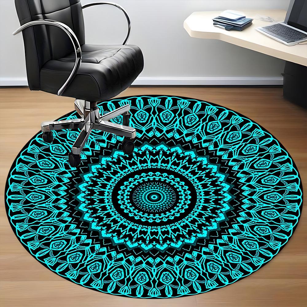 1pc Mandala Pattern Chair Carpet for Office Non-Slip,  Machine Washable Rug for Office, Room - Polyester, Machine Made yy251029205