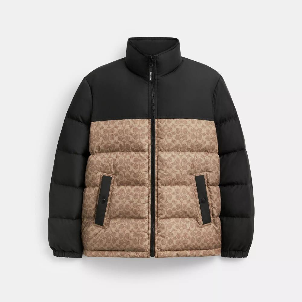 Coach Signature Down Jacket In Recycled Polyester Tan Signature