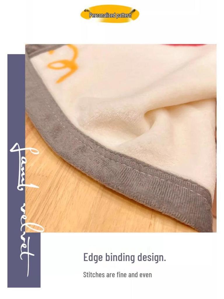 Cute Coral Fleece Office Nap Shawl and Flannel Blanket