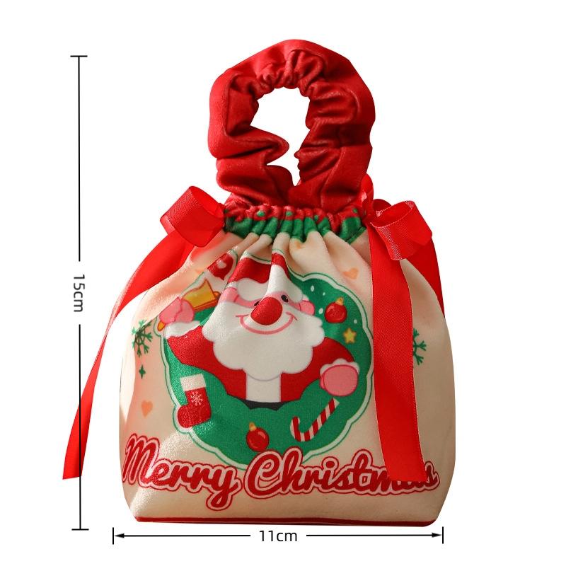 Christmas Candy Bag Pleated Velvet Gift Bag Drawstring Storage Pouch Xmas Wrapping Bags Christmas Party Decoration Kids Favors