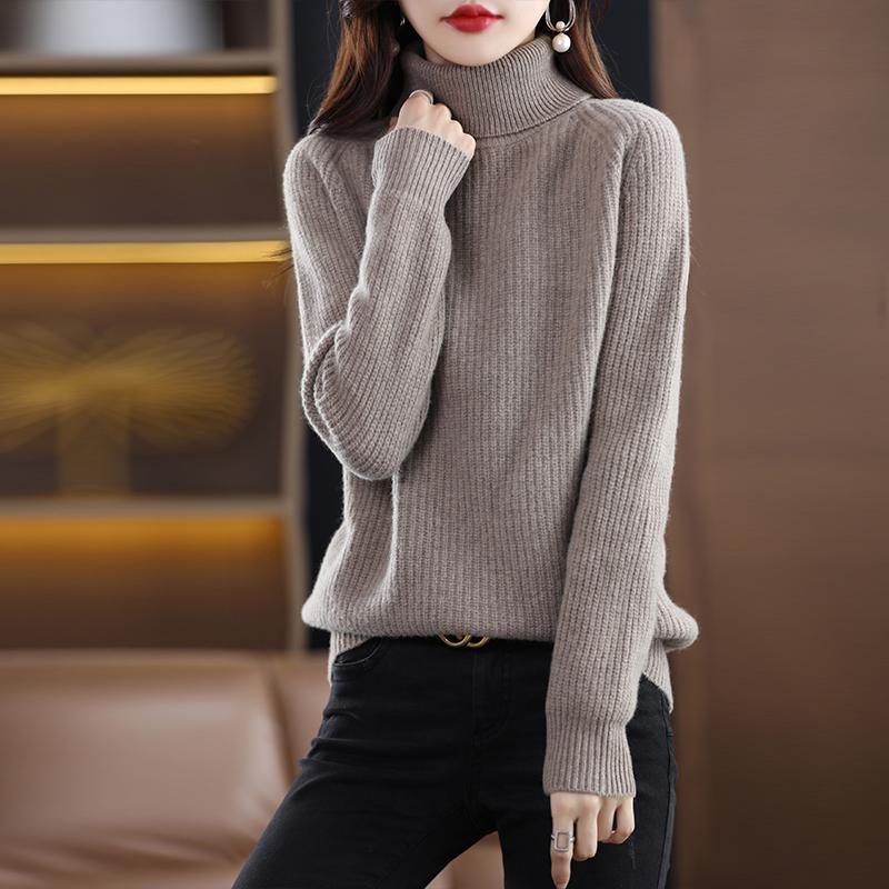 Dámský kašmírový svetr Qinghe kašmír 30% kašmír 70% vlna podzimní a zimní kašmírový hustý svetr měkký a teplý
