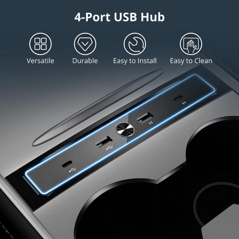 For Model 3 Y 2025-2025 27W USB Quick Charger Shunt Hub Intelligent Docking Station Powered Splitter Stable Extension Adapter