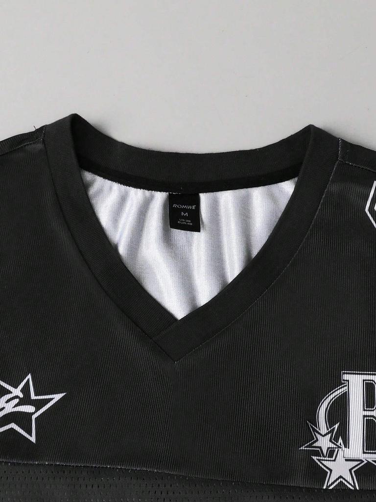 2026 V-neck T-shirt with Digital Printing Breathable Lightweight Wicking Sweat Comfortable for Leisure and Sports Use