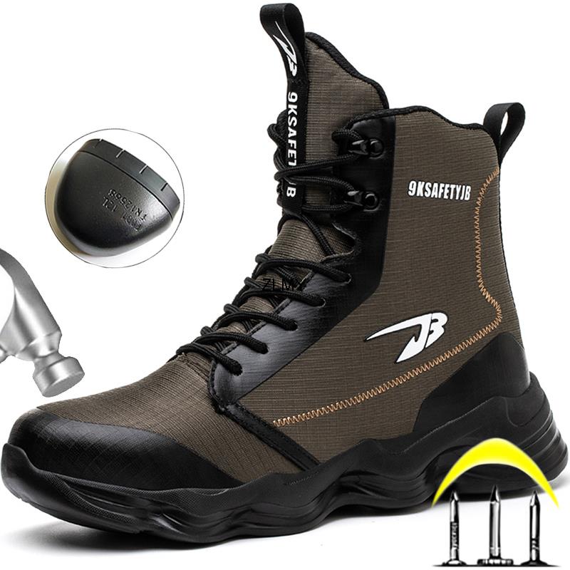 High Top Men Safety Shoes Lightweight Steel Toe Sneakers Work Boots Male Construction Protective Footwear