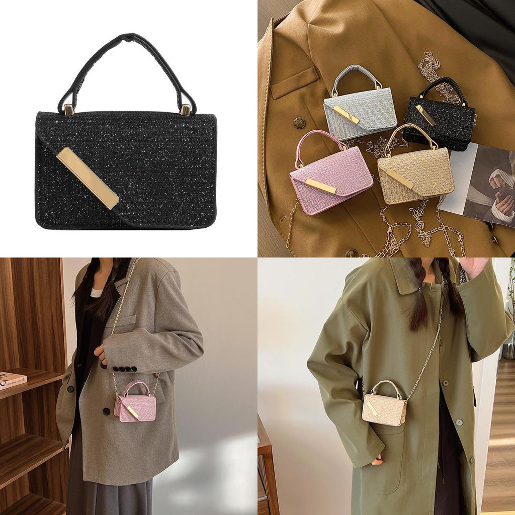 Trendy Mini Handbag For Women Stylish Casual Korean Fashion Pu Shoulder Bag In Gold Black Pink Silver