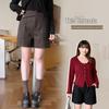 Women's Plus Size Korean Style Woolen High Waist Straight Leg Shorts