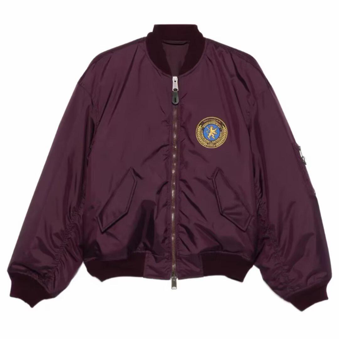 

Men s Warm Embroidered Baseball Jacket: Thick Cotton, Loose Fit, Autumn/Winter 2XL фіолетовий