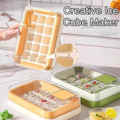 Press-Release Ice Cube Tray with Lid Food-Grade Silicone Popsicle Mold for Freezer Leak-Proof Stackable Ice Maker for Home Party