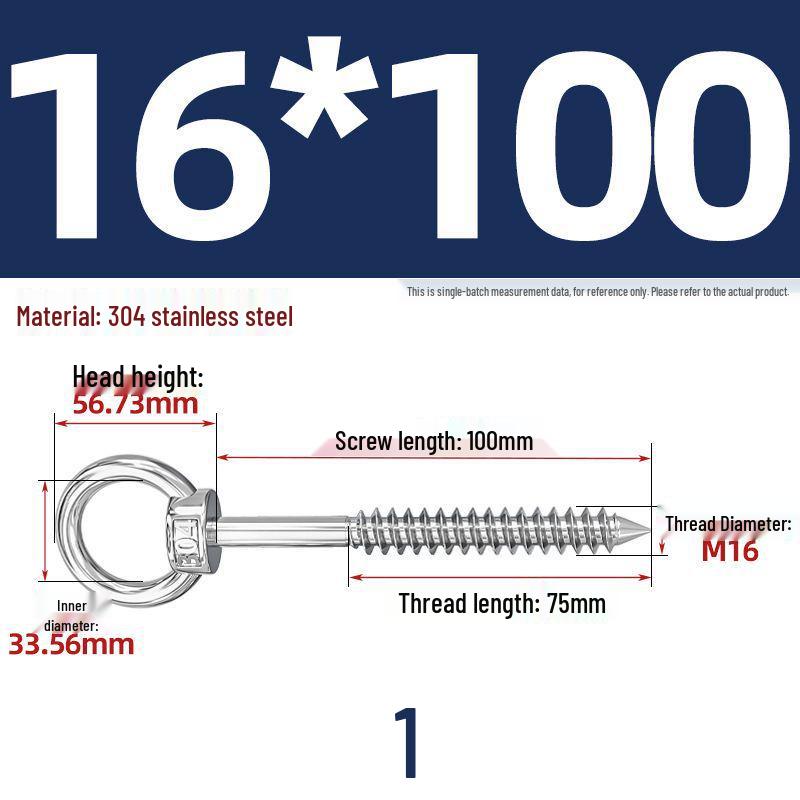 304 Stainless Steel Self-Tapping Eye Bolt with Ring Screw Hook