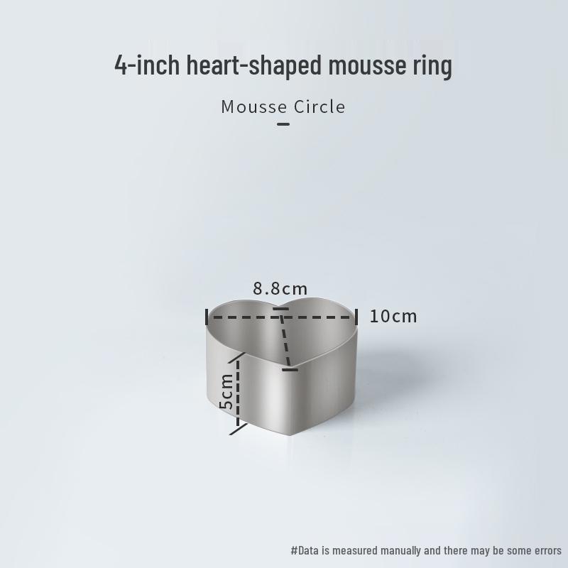 Round Square Heart-Shaped Mousse & Tower Ring, 4-10 Inch, Stainless Steel Baking Mold.