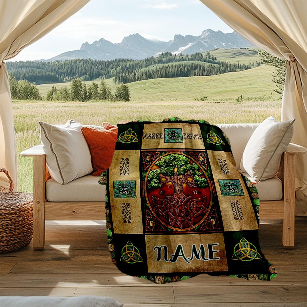 Celtic Tree Of Life Symbolism Personalized Outdoor Blanket Personalized Text Durable Comfort Perfect For Picnics Outdoor Travel And Camping Sofa