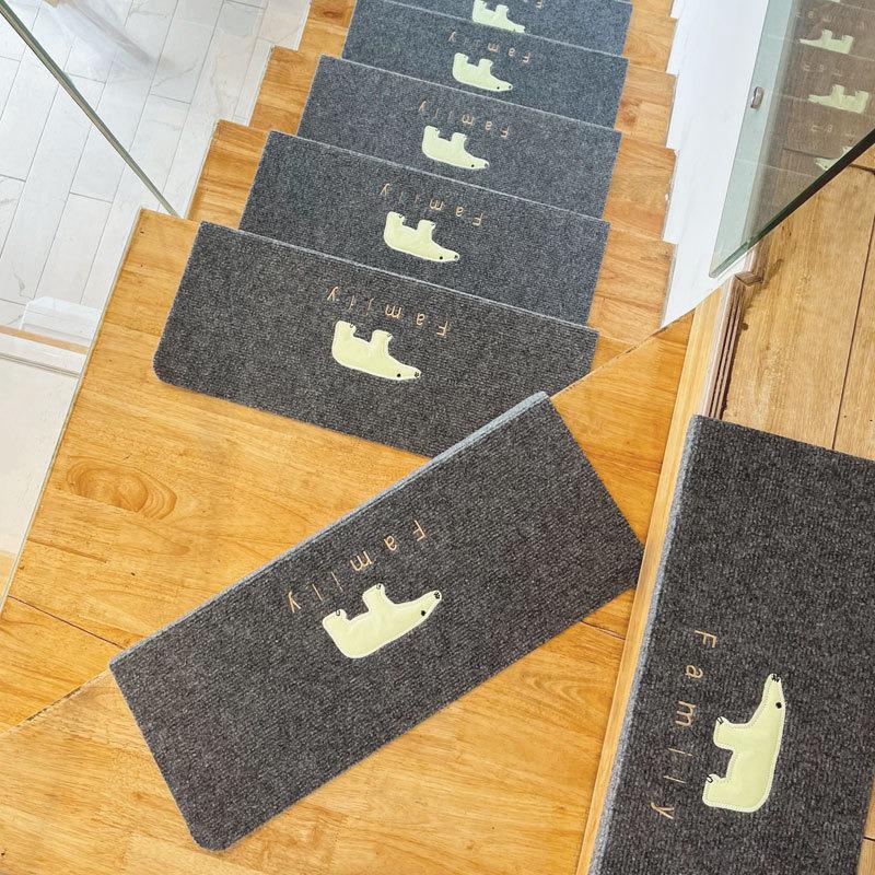 Luminous Self-Adhesive Stair Tread Mats - Splicable, Glue-Free, Solid Wood Protection Carpets