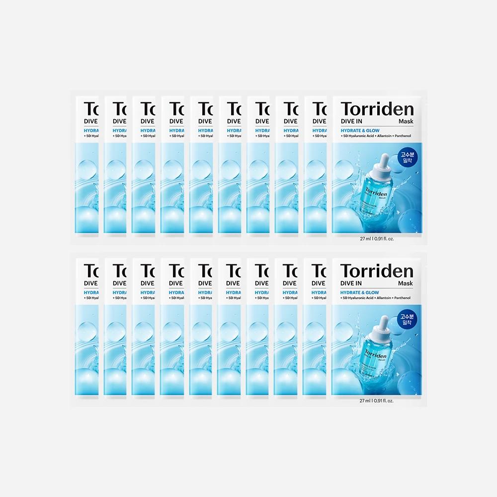 [NEW] [Pack of 2] Torriden Dive-in Low Molecular Weight Hyaluronic Acid Mask 27ml 10 Sheets (Total 20 Sheets)