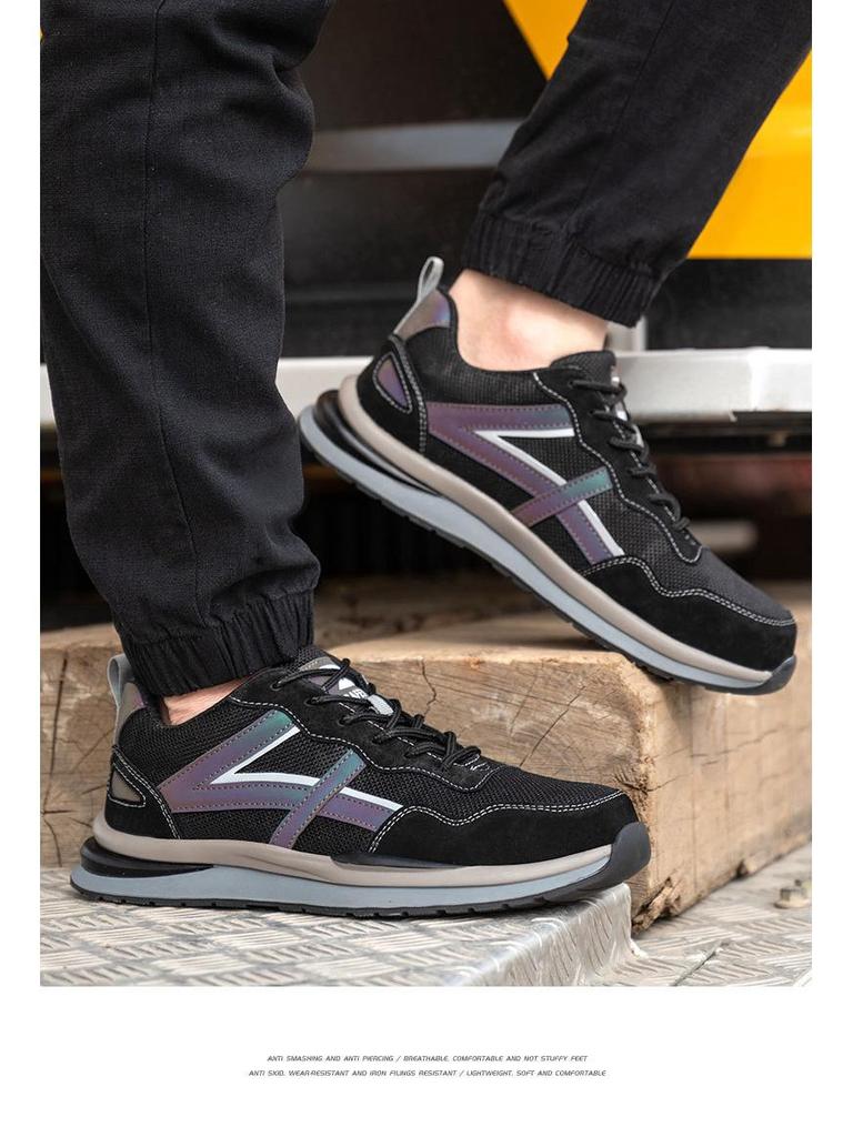 Sicherheitsschuhe mit Anti-Quetsch- und Durchtrittsschutz, reflektierenden Streifen, leichtem, bequemem und weichem, faltbarem Design.