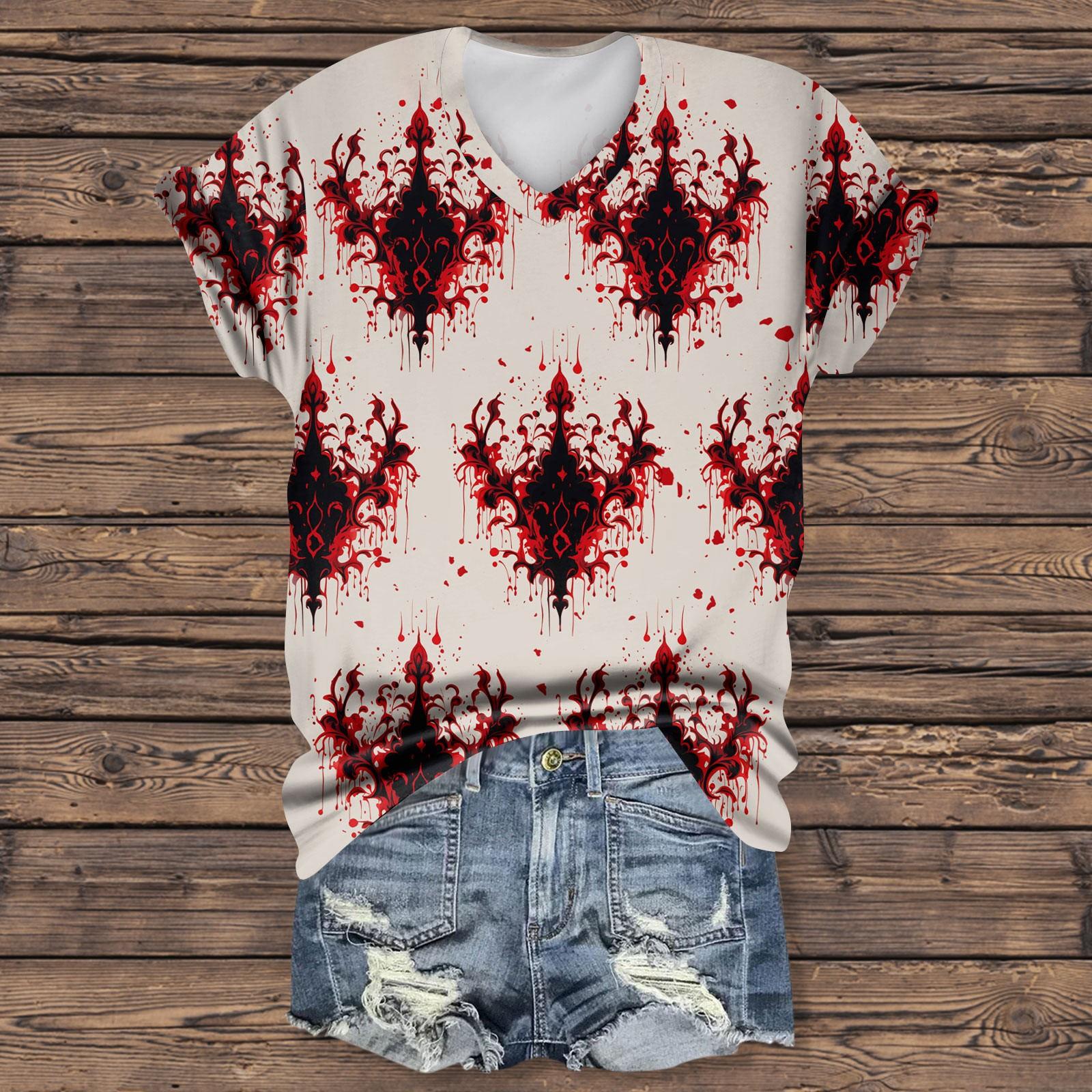 

Женская модная повседневная футболка с коротким рукавом и принтом на Хэллоуин, элегантные топы на Хэллоуин S