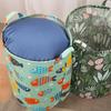New Print Laundry Basket Portable Foldable Home Laundry Storage Bag Cotton Linen Hamper for Kids Toys Dirty Clothes Basket Large