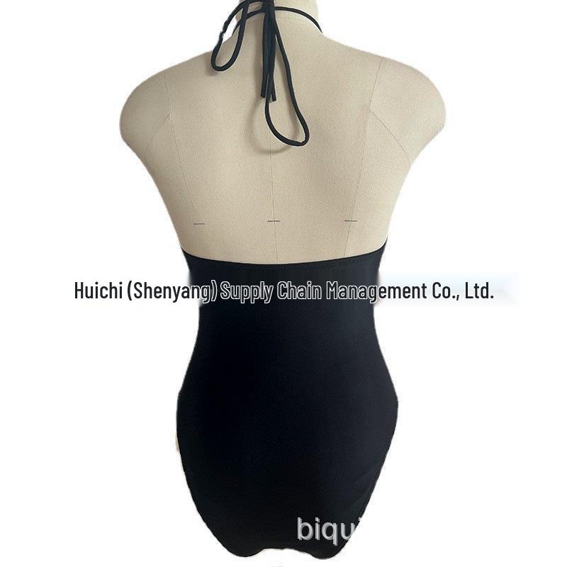 2023 Black Strappy Cutout Sexy One-Piece Swimsuit - Women's Anti-Exposure Swimwear
