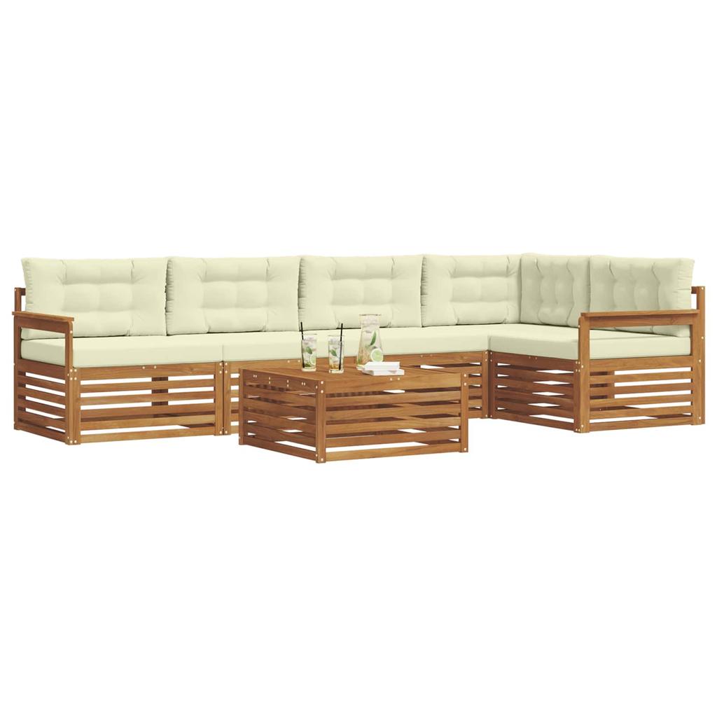 Outdoor Sofa Set with Cushions 6 Pcs Natural and Cream