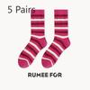 5 Pairs of Female Spring and Summer Personality Match Color Trend In The Tube Stack Socks