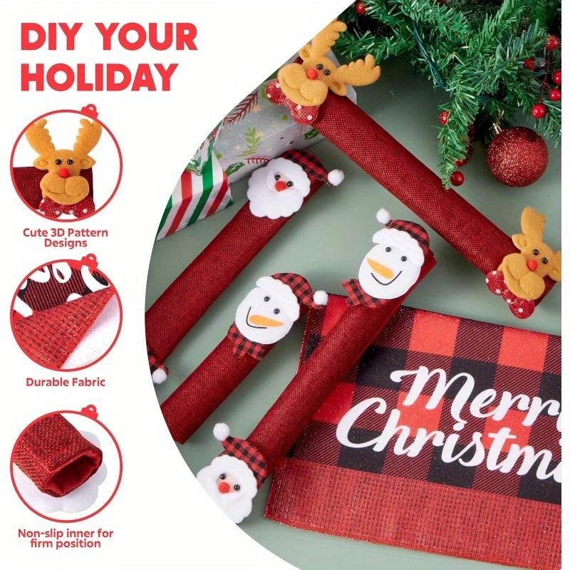2pcs Festive Christmas Refrigerator Handle Protectors - Snowman & Santa Designs, Washable & Decorative for Home Appliances